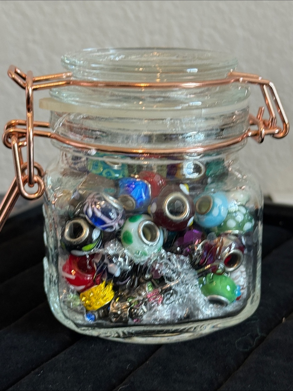 Glass & more Charm Beads Assorted Colors over 90 large beads & 25 bonus finding